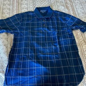 Izod Navy Blue Windowpane Polo